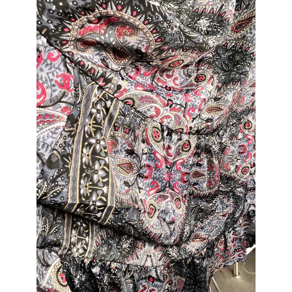 NWT Earthbound Trading Co Boho Maxi Dress Paisley Tassel Tie Peasant Sleeve S M - Picture 10 of 13